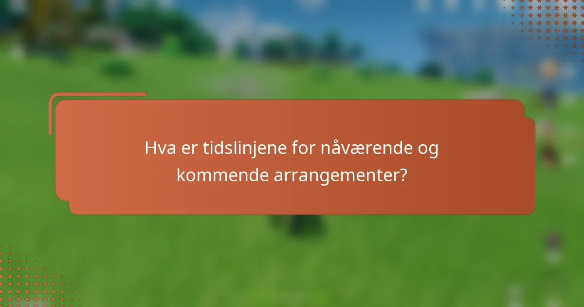 Hva er tidslinjene for nåværende og kommende arrangementer?