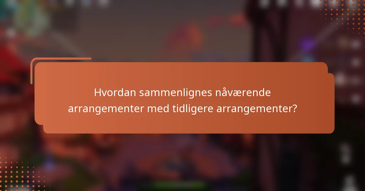 Hvordan sammenlignes nåværende arrangementer med tidligere arrangementer?